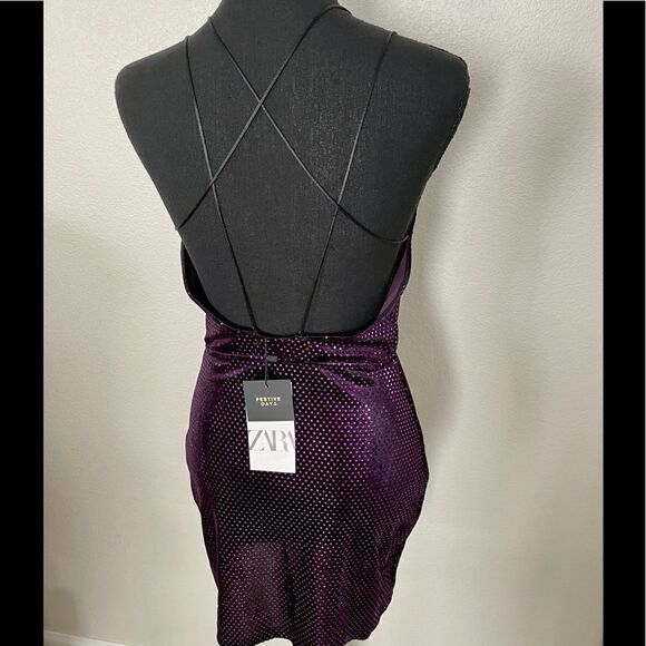 NWT Zara Ring Detail Shiny Dress - Picture 9 of 10